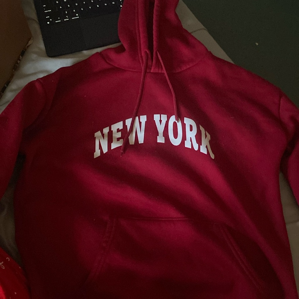 dark red new york hoodie